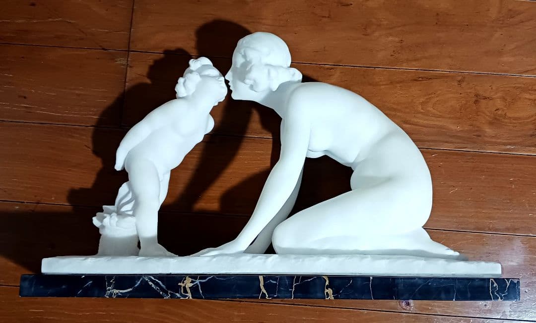 ウンベルト スティアチーニ 母子裸像 アラバスター 19~20世紀 イタリア製