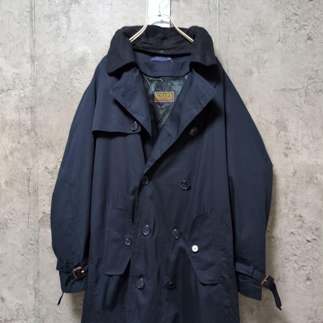 【レア物】ラルフローレン　チャップス　紺 ダブルブレスト トレンチコート　L