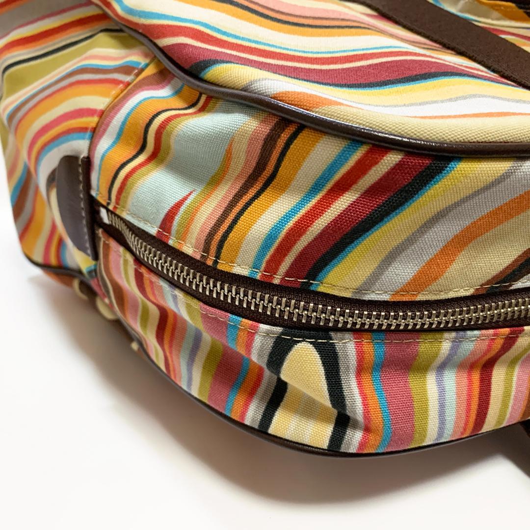 【極美品】Paul Smith ボストンバッグ マルチカラーストライプ 大容量