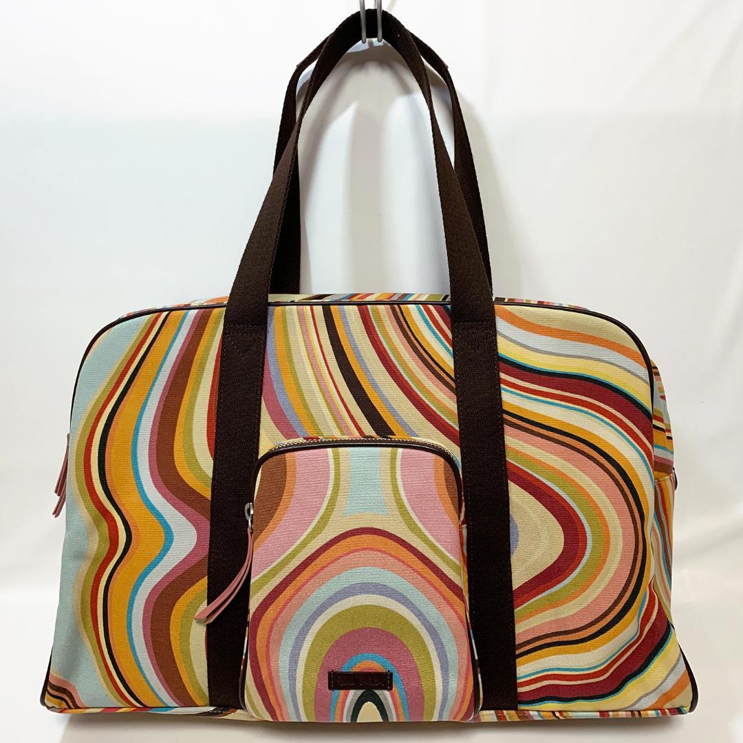 【極美品】Paul Smith ボストンバッグ マルチカラーストライプ 大容量