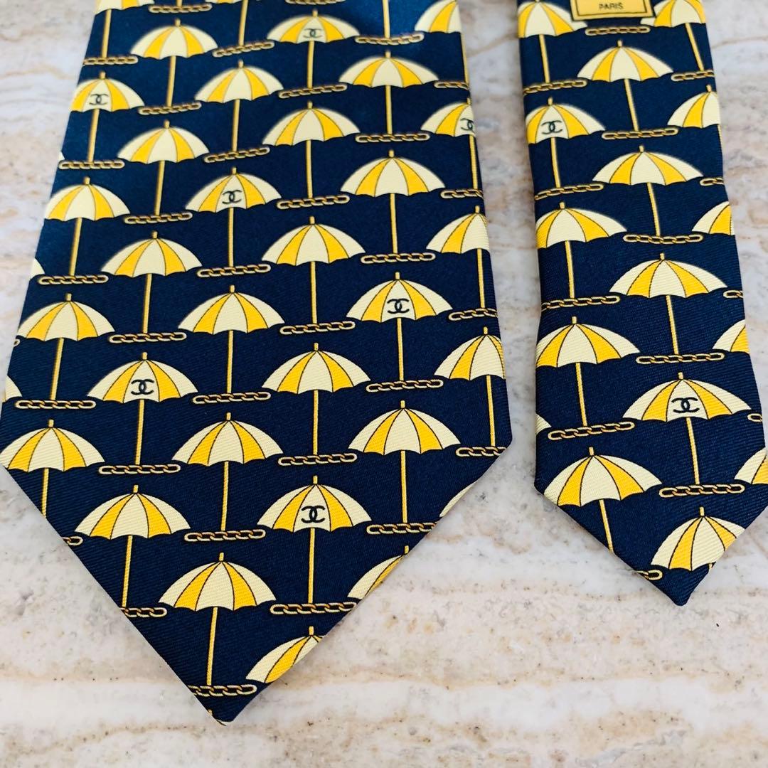 N311 新品未使用 シャネル 傘柄 総柄 ココマーク ネクタイ メンズ