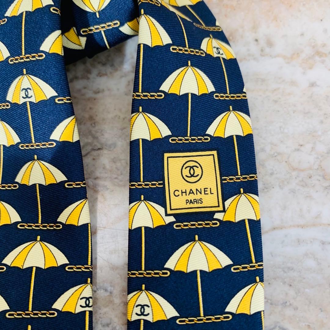 N311 新品未使用 シャネル 傘柄 総柄 ココマーク ネクタイ メンズ