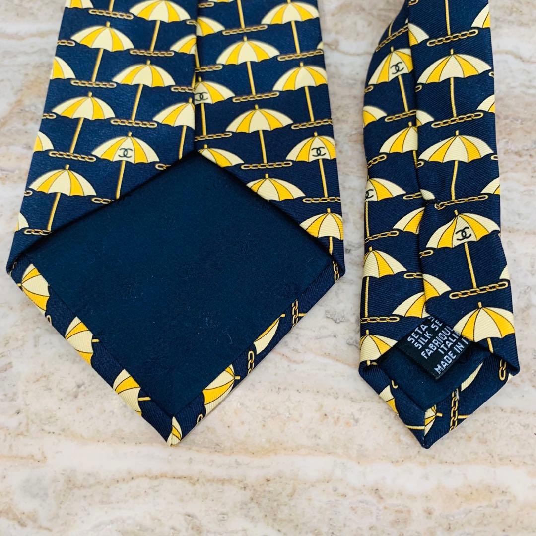 N311 新品未使用 シャネル 傘柄 総柄 ココマーク ネクタイ メンズ
