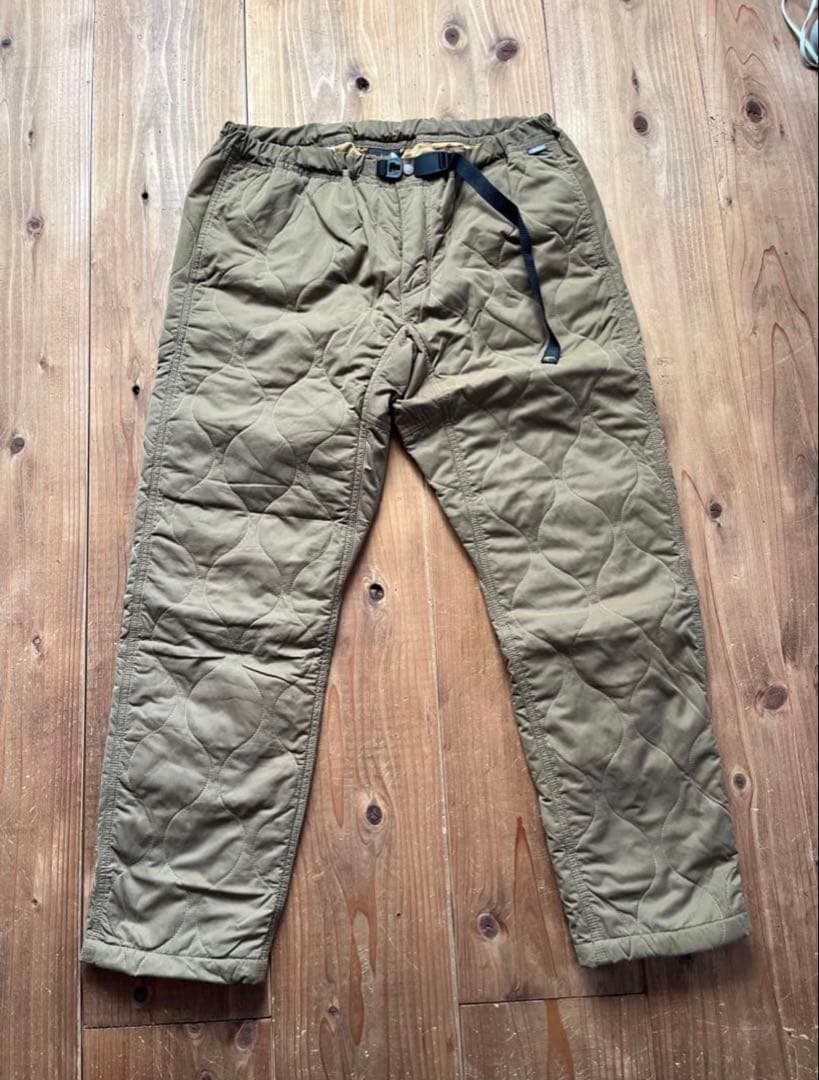 Rokx カーキ キルティングダウンパンツ