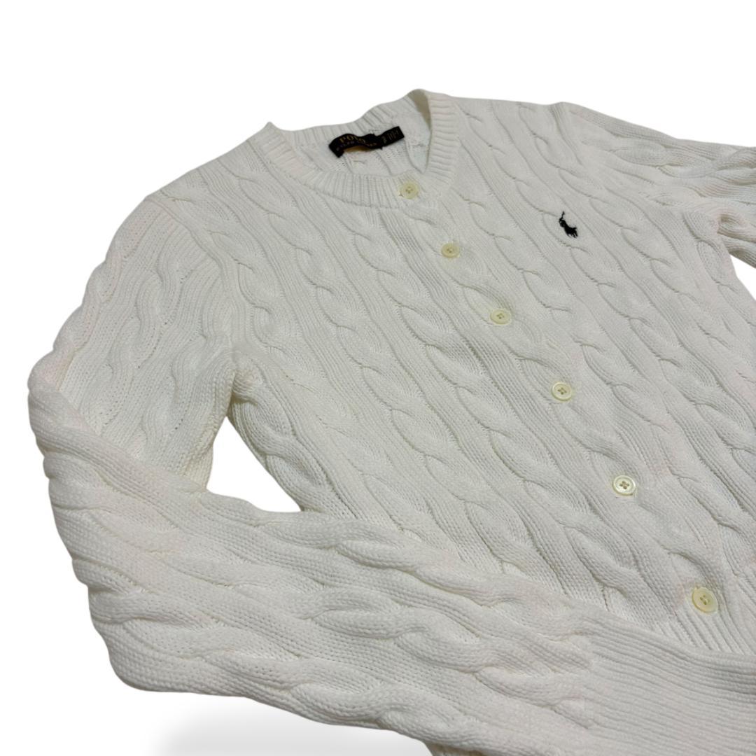 【美品】Polo Ralph Lauren ケーブルニットカーディガン ホワイト