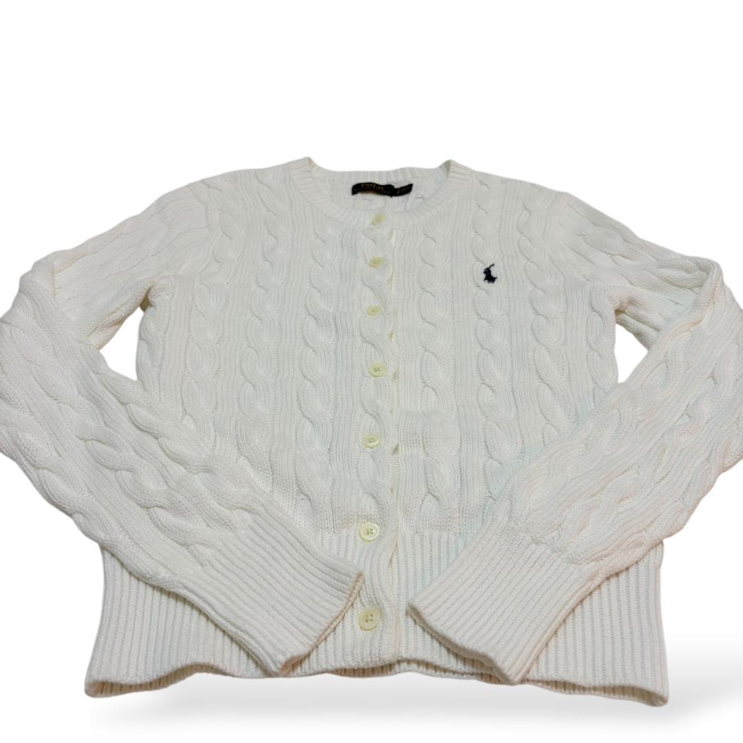 【美品】Polo Ralph Lauren ケーブルニットカーディガン ホワイト
