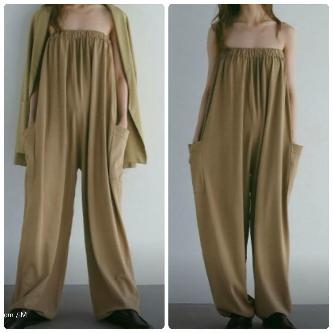 新品　エトレトウキョウ　サイドポケットベアニットオールインワン　ベージュ