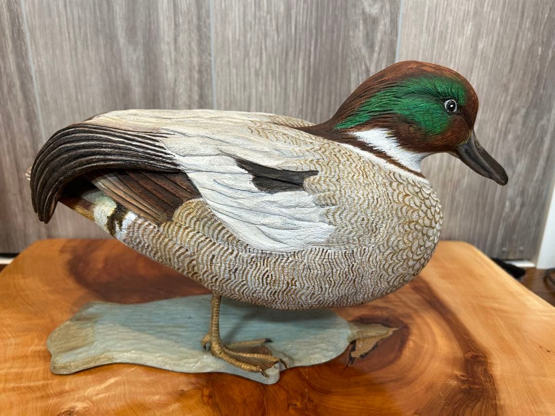 バードカービング　ヨシガモ　鴨　野鳥　（複数購入お値引き可）