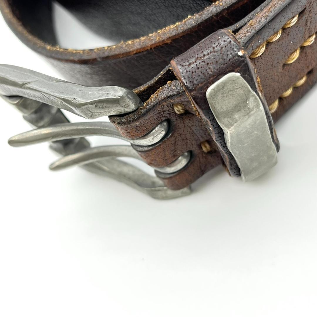 ヴィンテージワークス ベルト シルバーバックル ブラウン 茶 本革 レザー