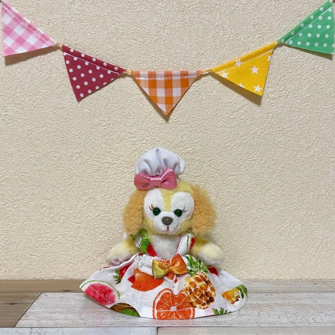 ハンドメイド★フルーツプリント。ワンピースセット★ぬいば♡ストラップ用コス