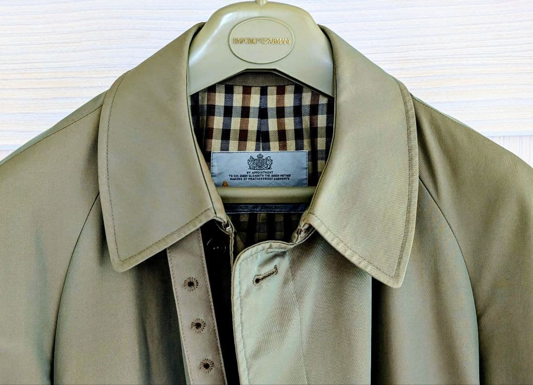 Aquascutum 英国製　オリーブ玉虫色　シングルトレンチ　38　L　美品