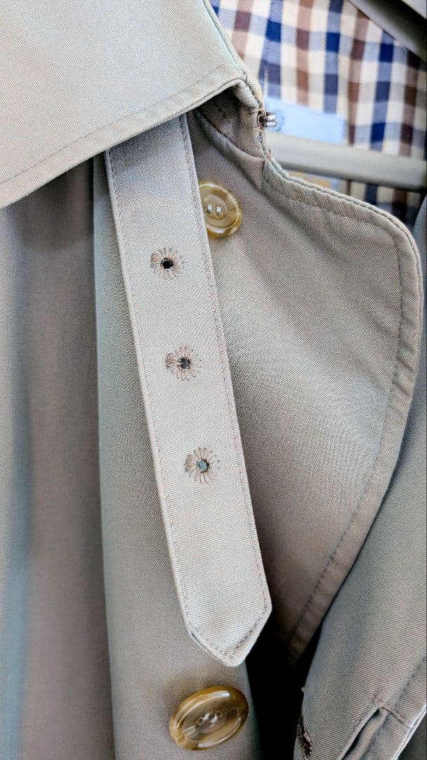 Aquascutum 英国製　オリーブ玉虫色　シングルトレンチ　38　L　美品