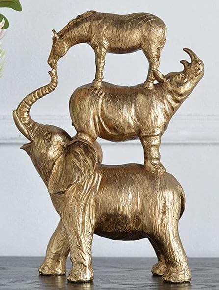 置物 象 サイ シマウマ ゴールド ブロンズ風 アンティーク AN-77600