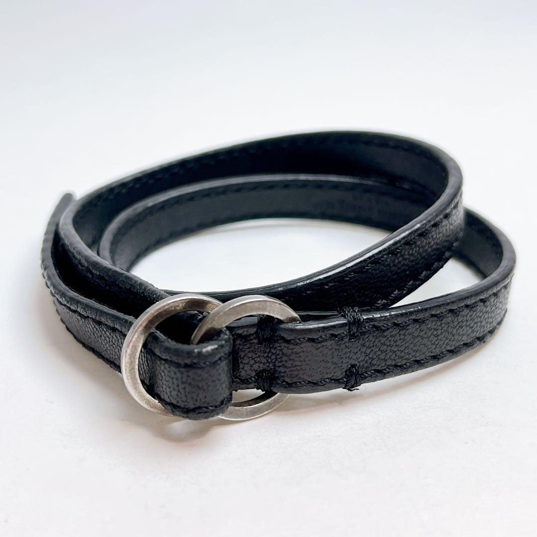 マルジェラ　レザー　ラップ　ブレスレット　留め具925