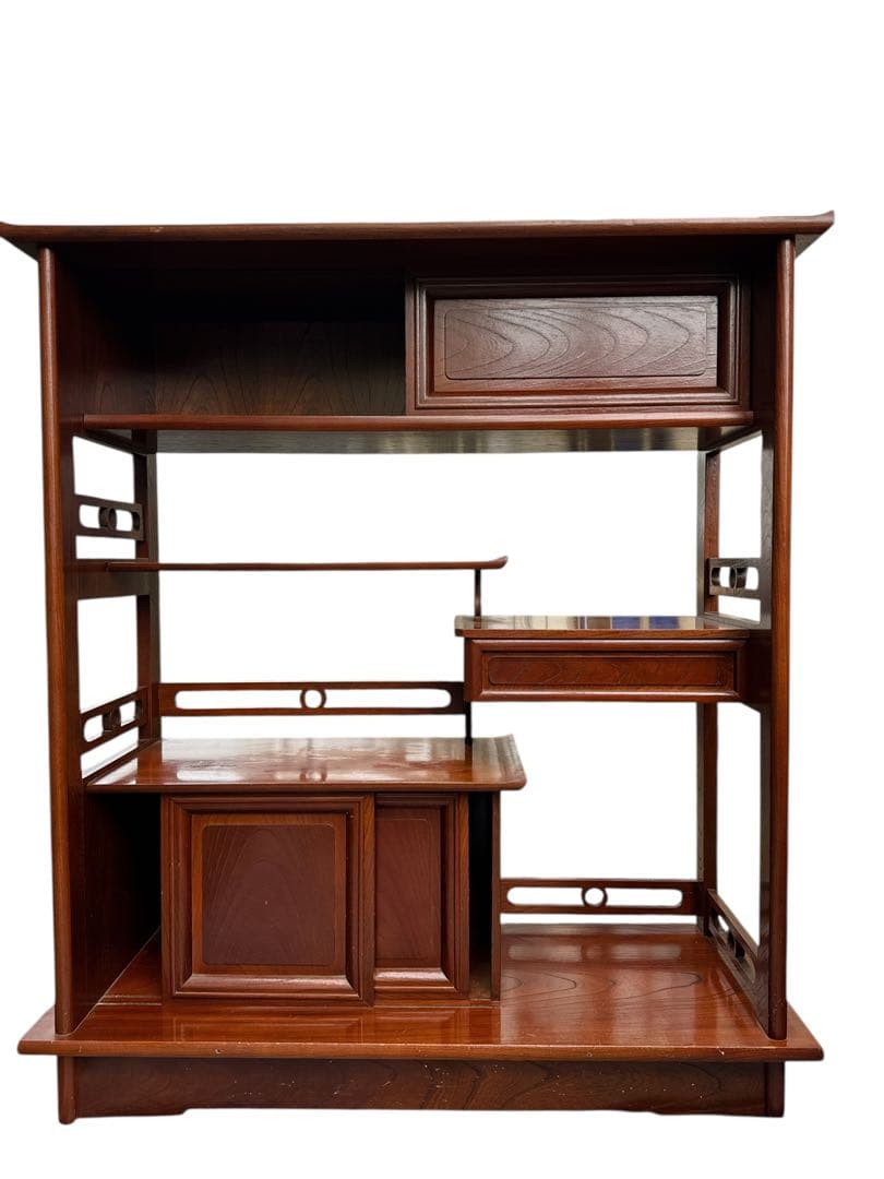 茶箪笥/リビングボード/違い棚 シェルフ 収納 工芸品 和製家具 レトロ