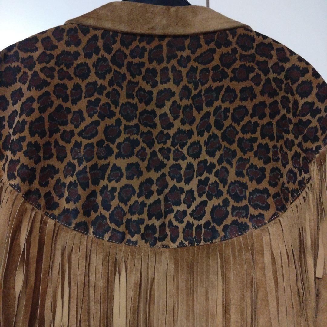 Vintage レザー　フリンジ　レオパード　ジャケット　ショート丈　itimi