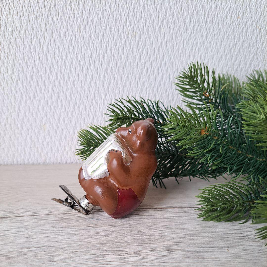 ソビエト　ガラスオーナメント　アコーディオンくまさん　クリスマスオーナメント