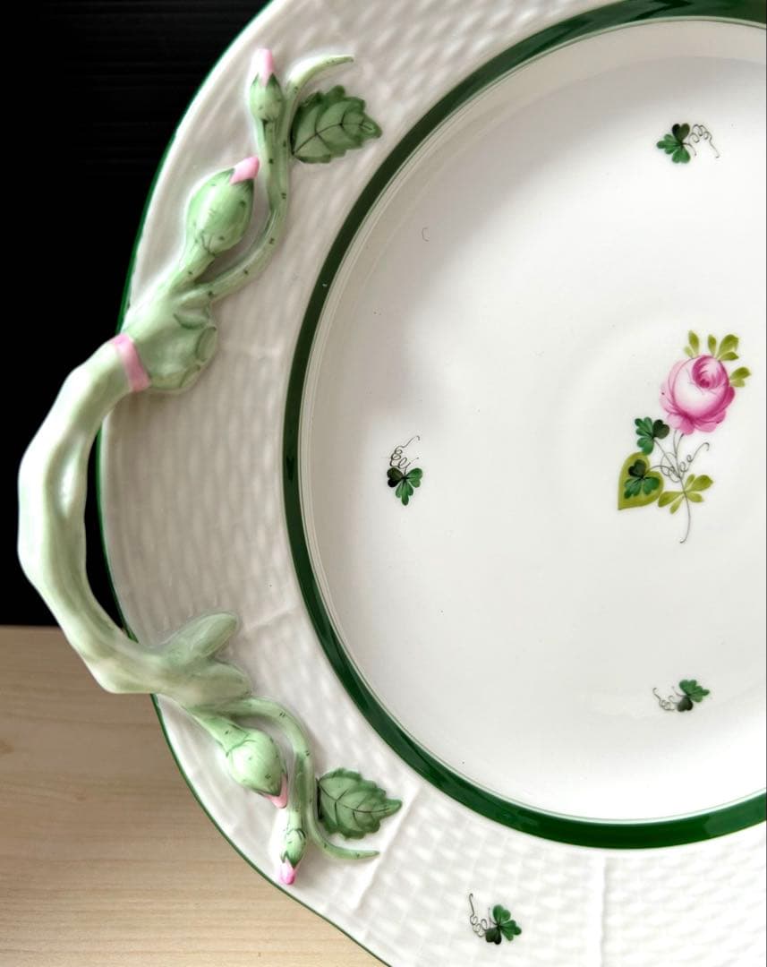 ※未使用保管品　美品　HEREND ヘレンド　ケーキプラター　ウィーンの薔薇