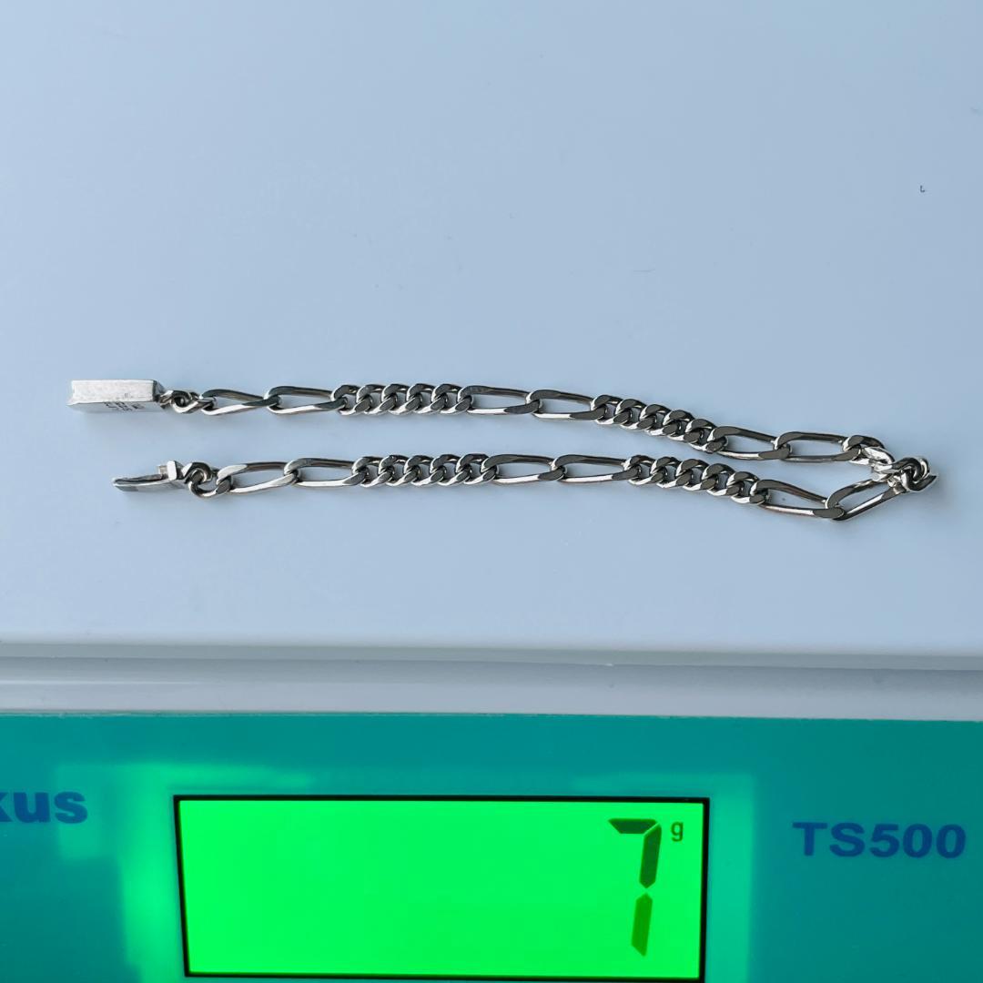 ビンテージシルバー925 ブレスレット MEXICO製 フィガロチェーン メンズ