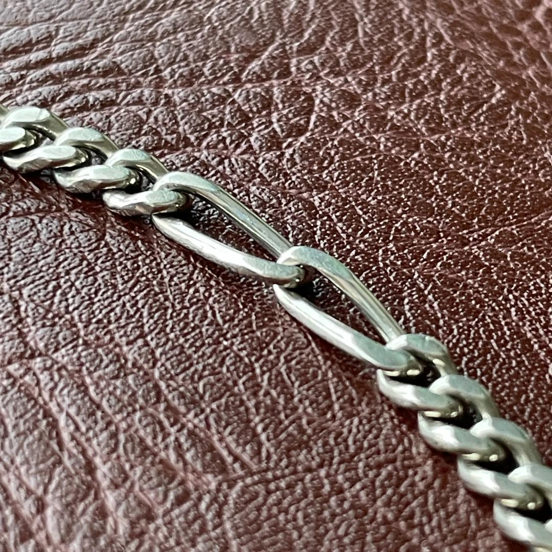 ビンテージシルバー925 ブレスレット MEXICO製 フィガロチェーン メンズ