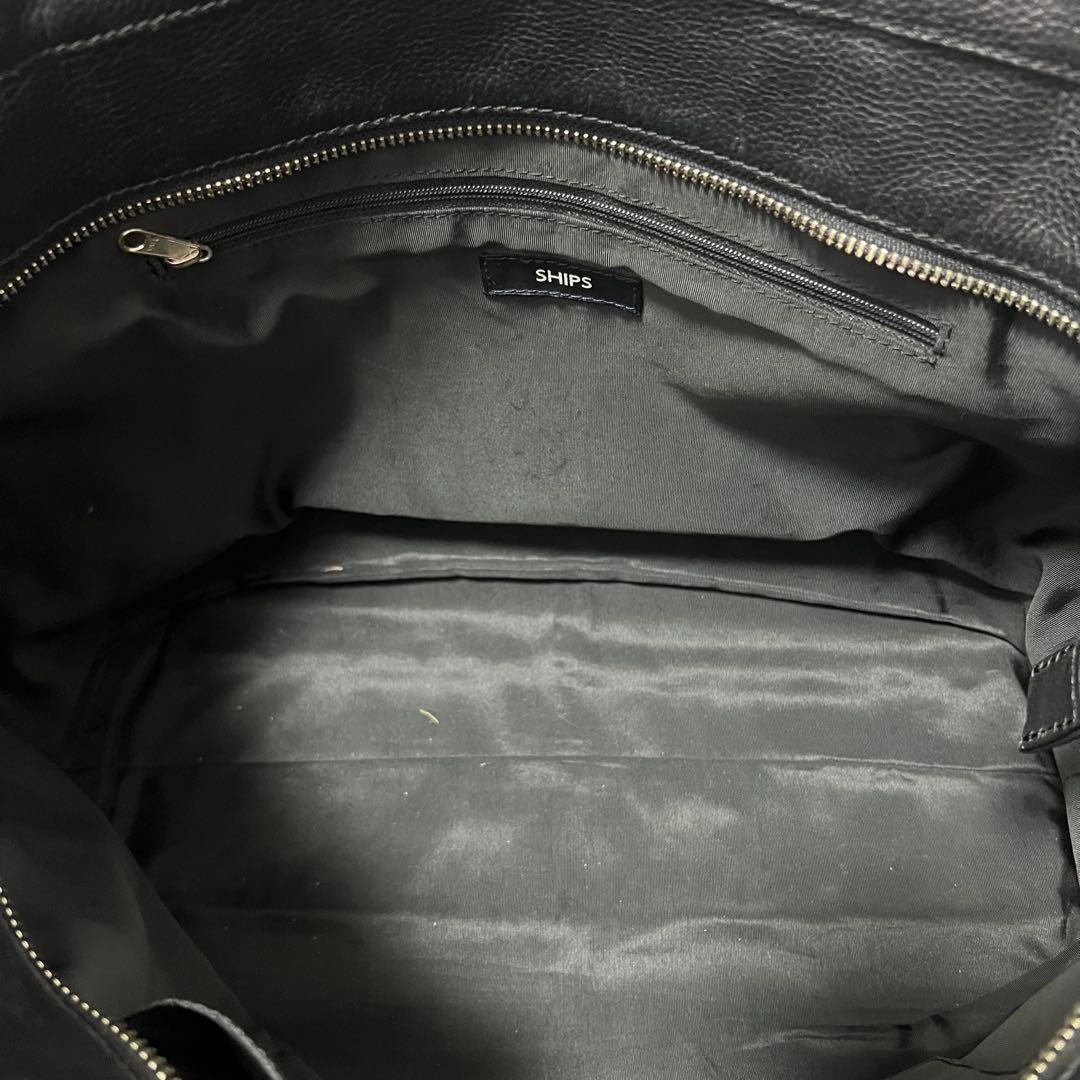 極美品✨️SHIPS シップス レザー トートバッグ 黒 A4収納 肩掛け