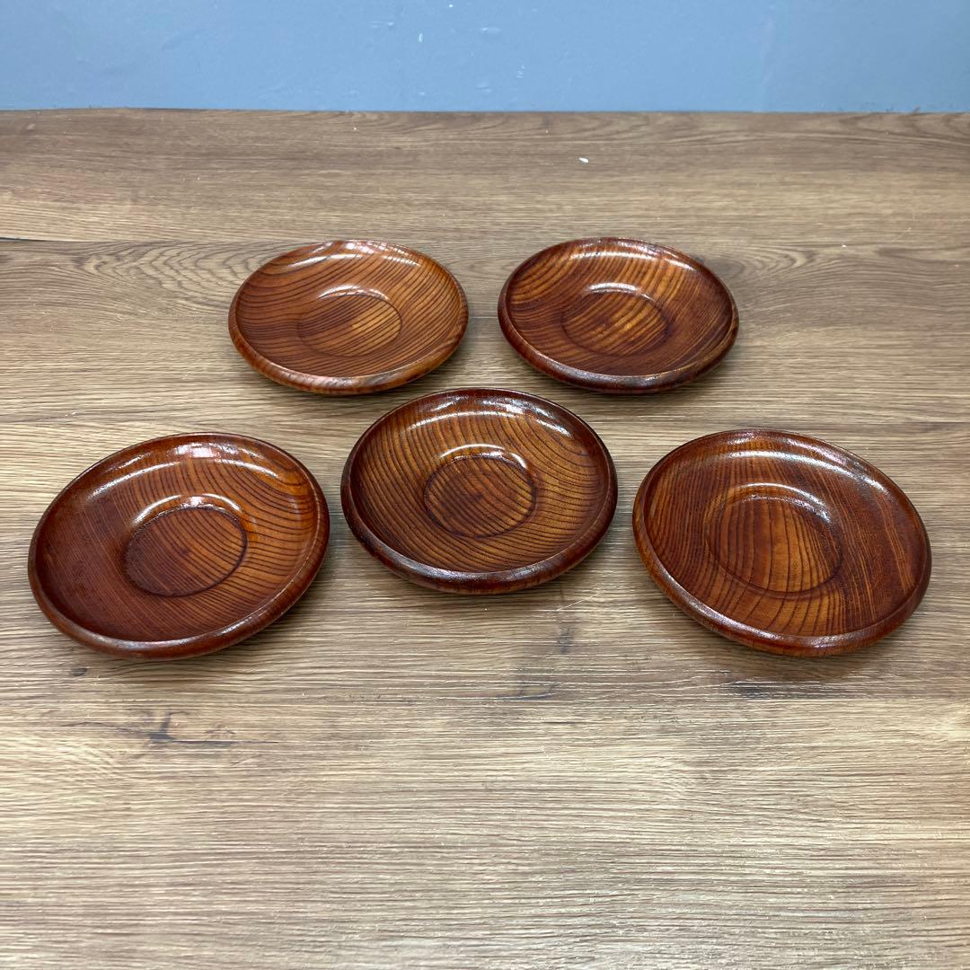 E-1 昭和レトロ 美品 SEIBI 天然木 サラダボウル 茶托 6客セット