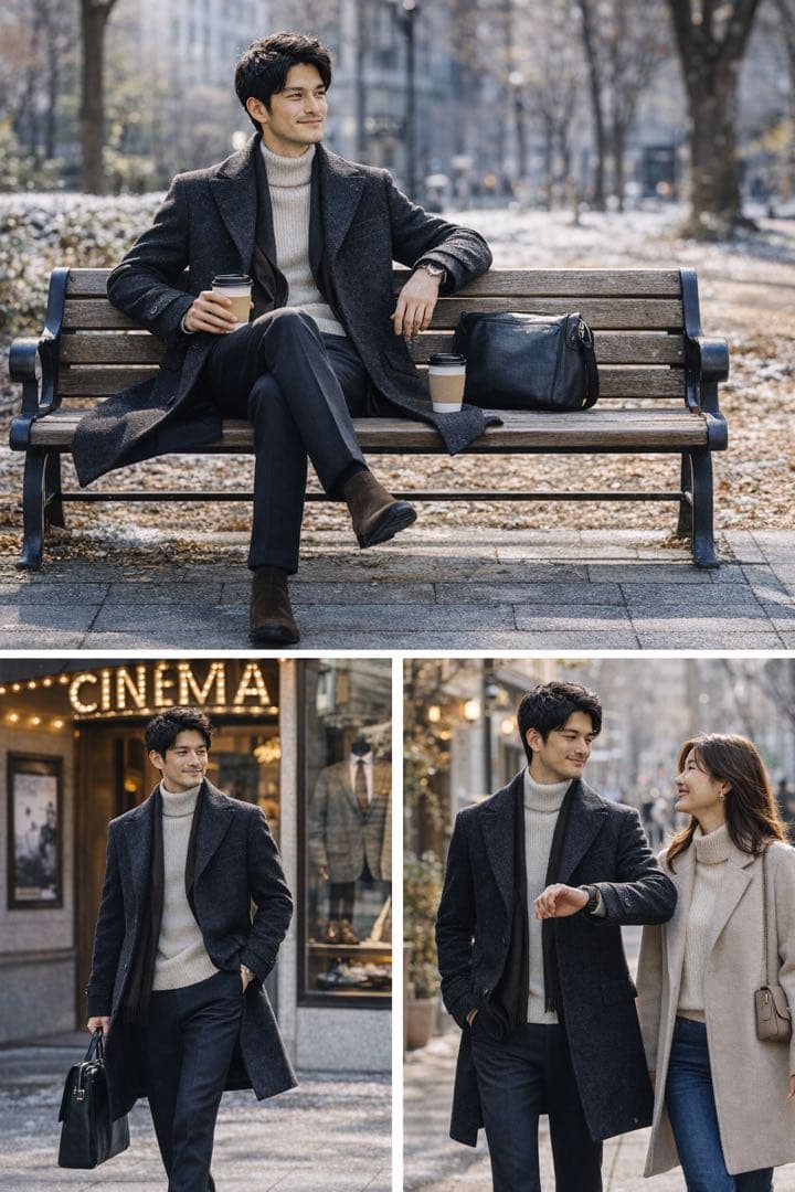 最終価格【カシミヤ混/上質ワッフル織】タリアトーレ アルスターコート 定価15万