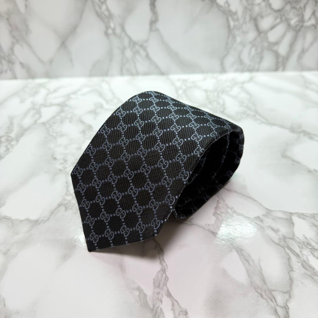 ✨極美品✨ 近年モデル GUCCI ネクタイ シルク100 GG シェリーライン