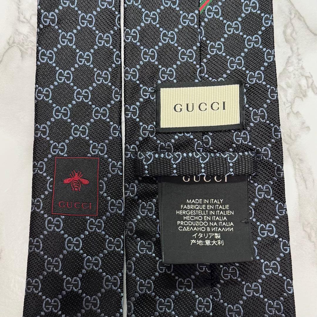 ✨極美品✨ 近年モデル GUCCI ネクタイ シルク100 GG シェリーライン