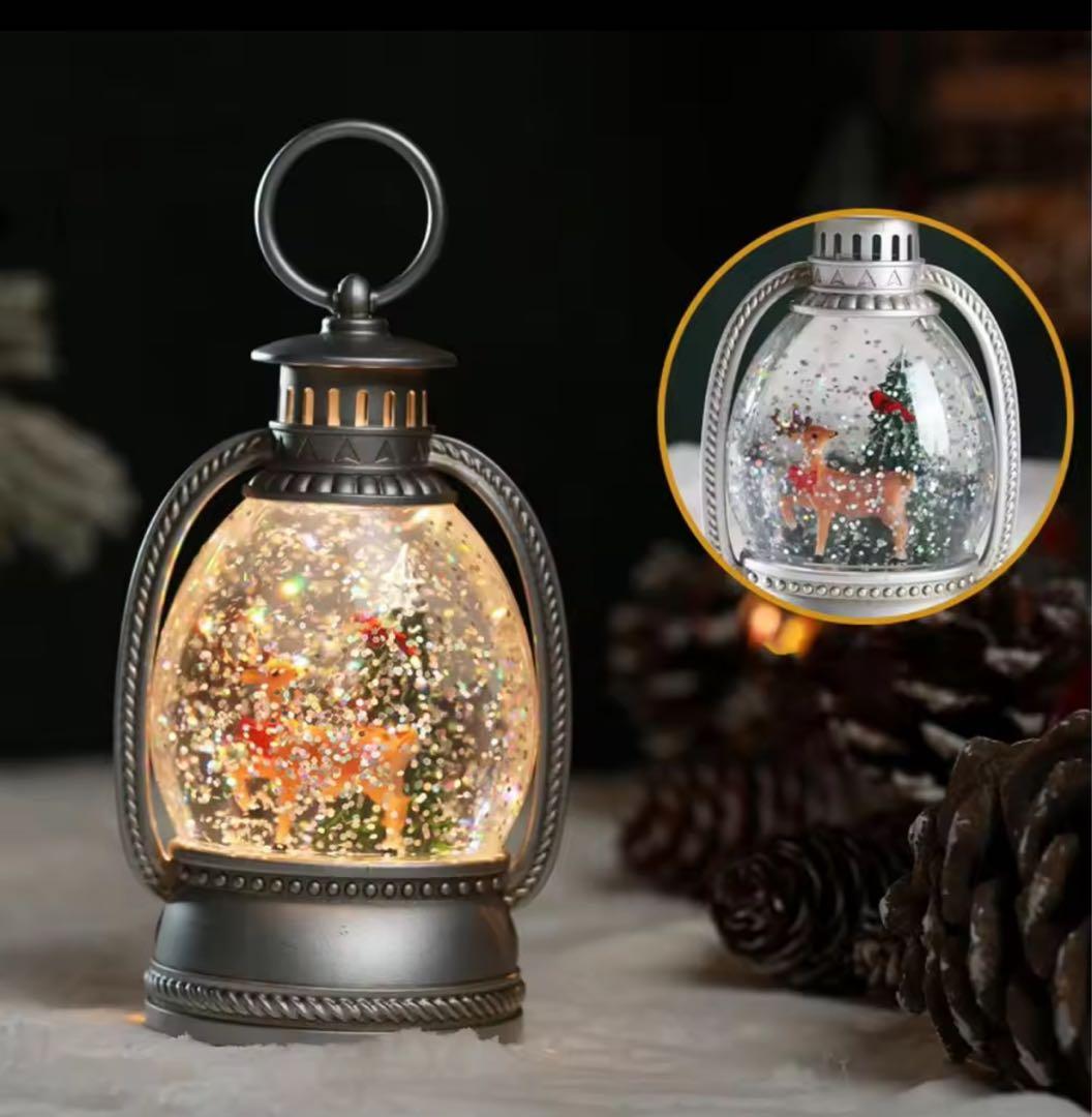 【極美品】クリスマス スノードーム サンタランタン 赤白銀3個セット