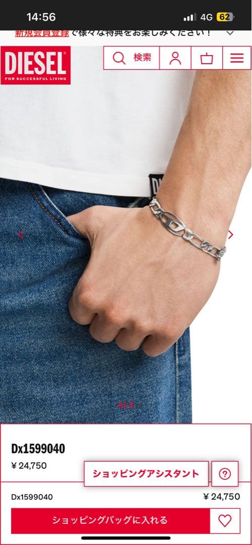 〜*〜様 DIESEL DX159900DJW シルバーブレスレット