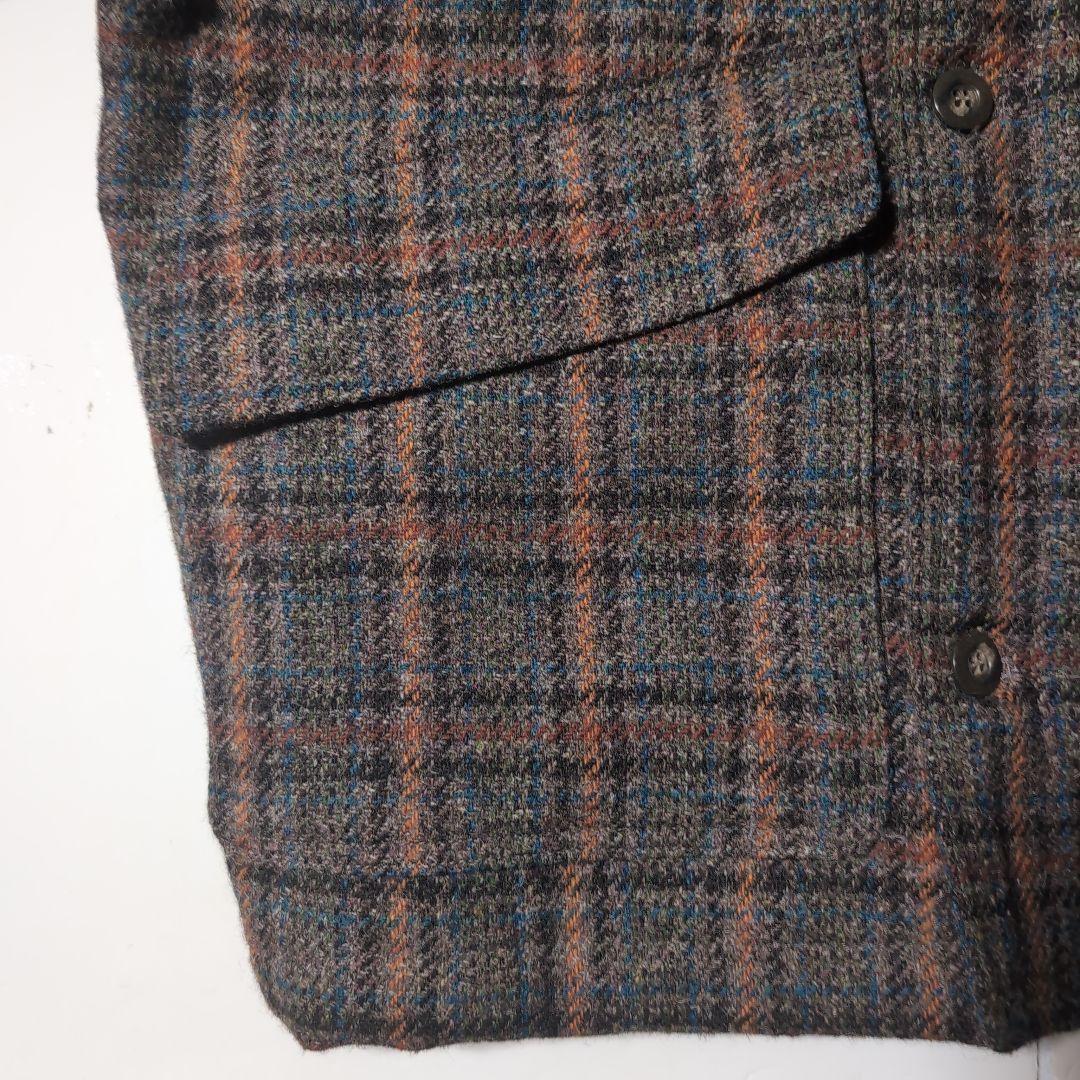 Vanspors Harris Tweed チェック 襟革 中綿 ジャケット