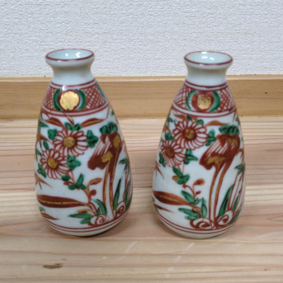 永楽善五郎　赤絵金彩徳利　１対