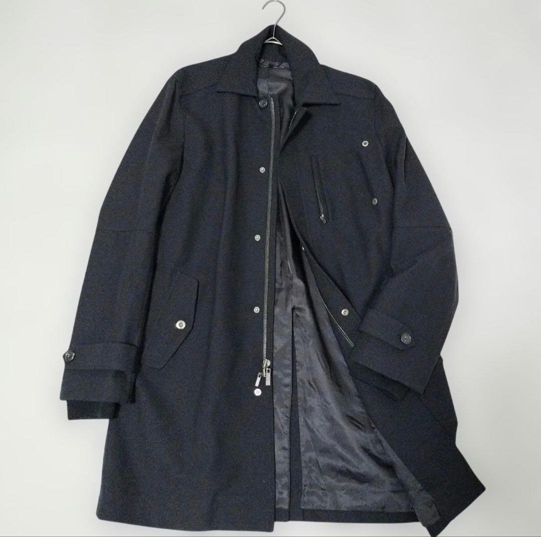 Theory　セオリー　メンズ　ステンカラーコート　黒　40 （L）ダブルジップ