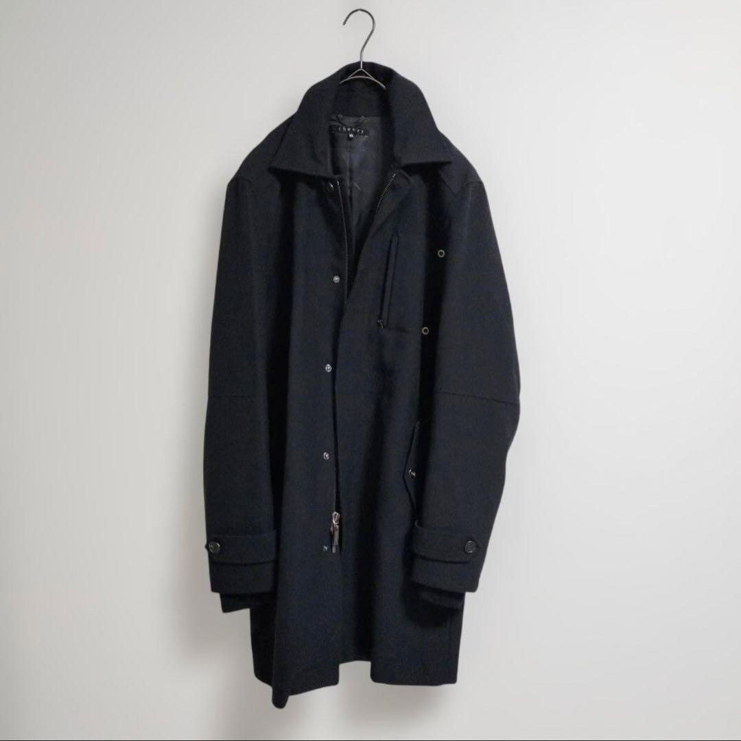 Theory　セオリー　メンズ　ステンカラーコート　黒　40 （L）ダブルジップ