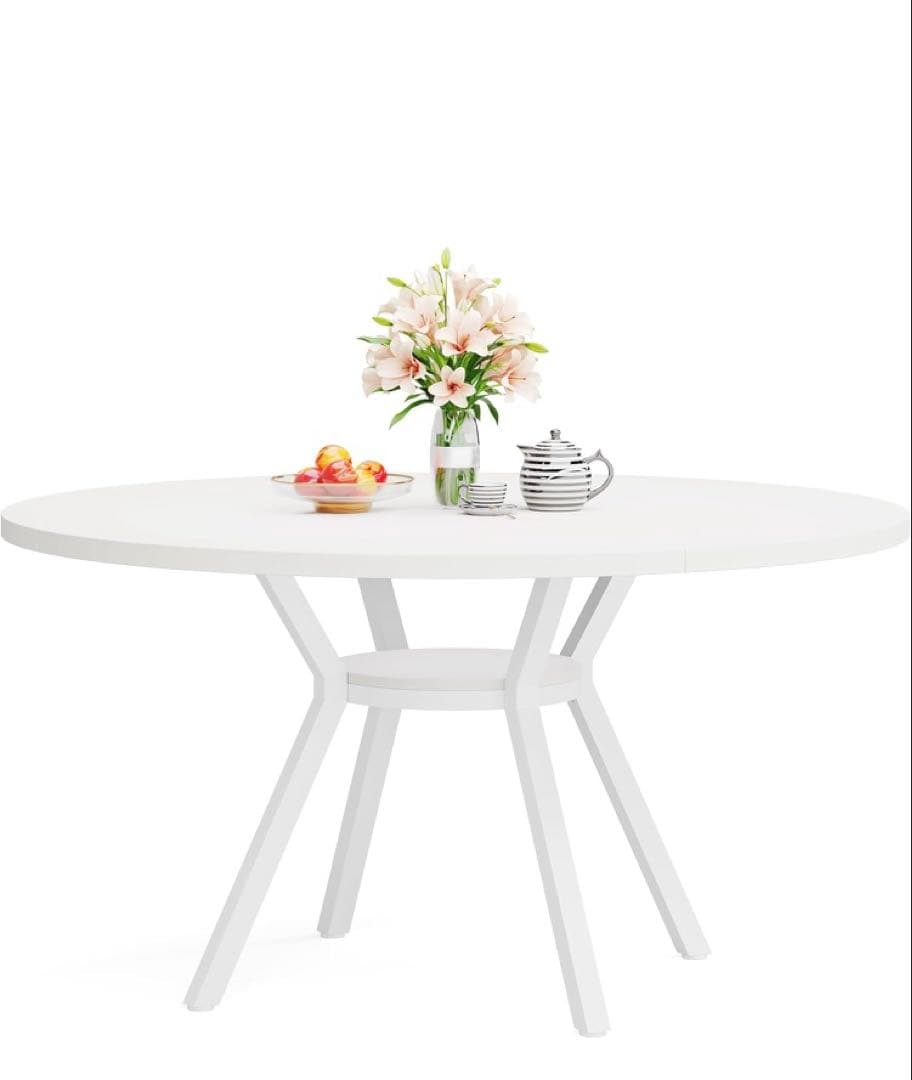 新品未開封　丸　ラウンド　ダイニングテーブル　ホワイト　写真追加