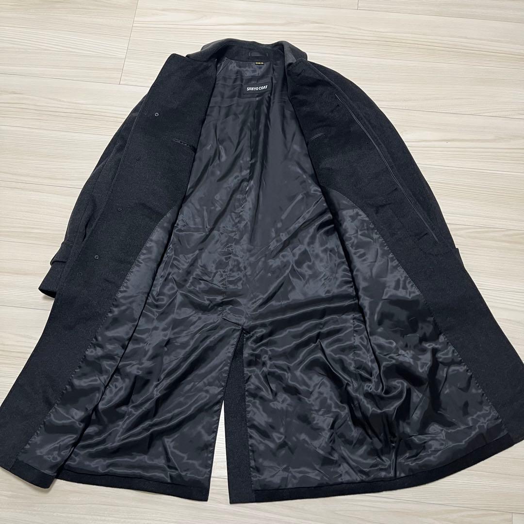 高級✨未使用級　SANYO カシミヤ100 ステンカラーコート ブラックグレー