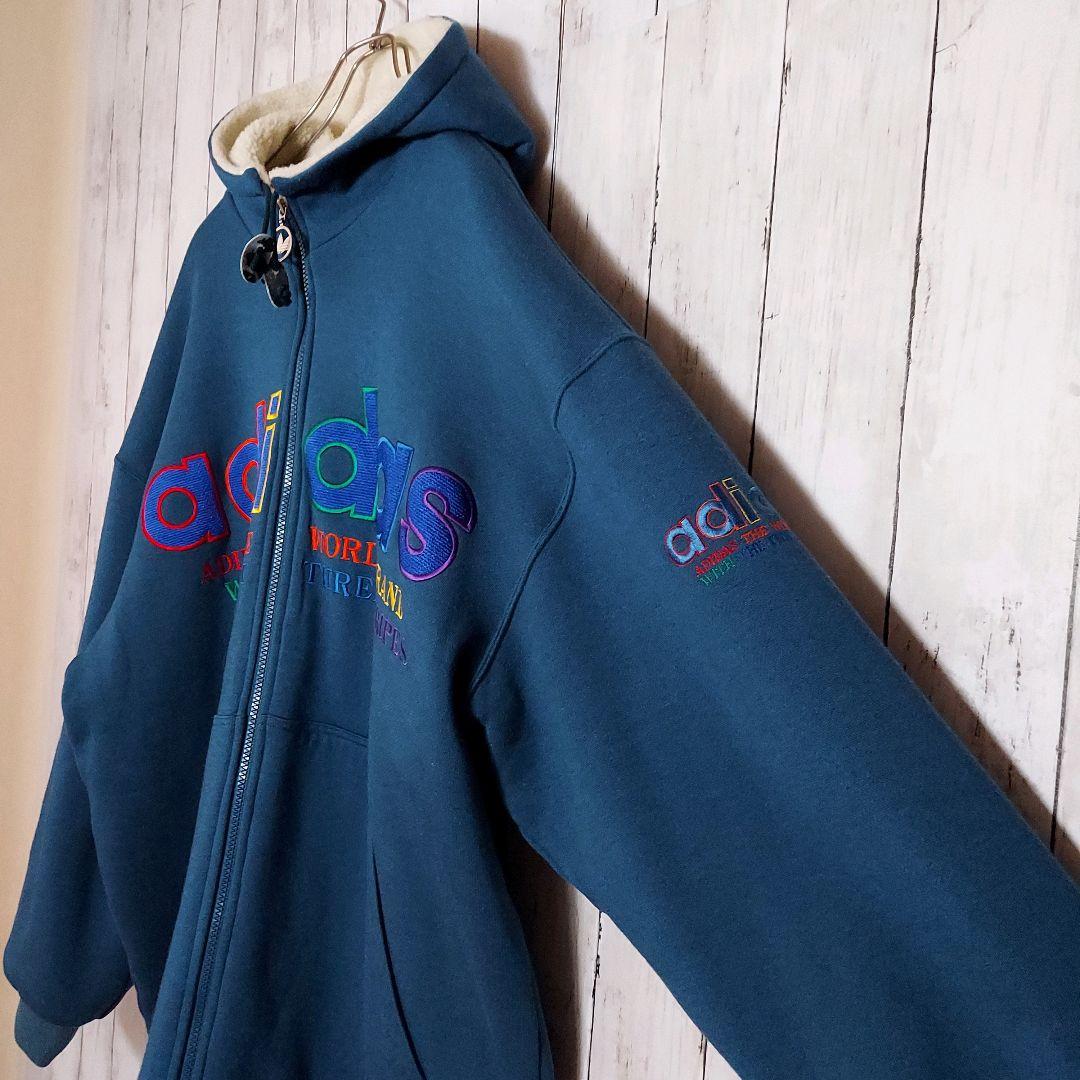 【adidas】80s アディダス デサント製 フルジップ ボアジャケットXL