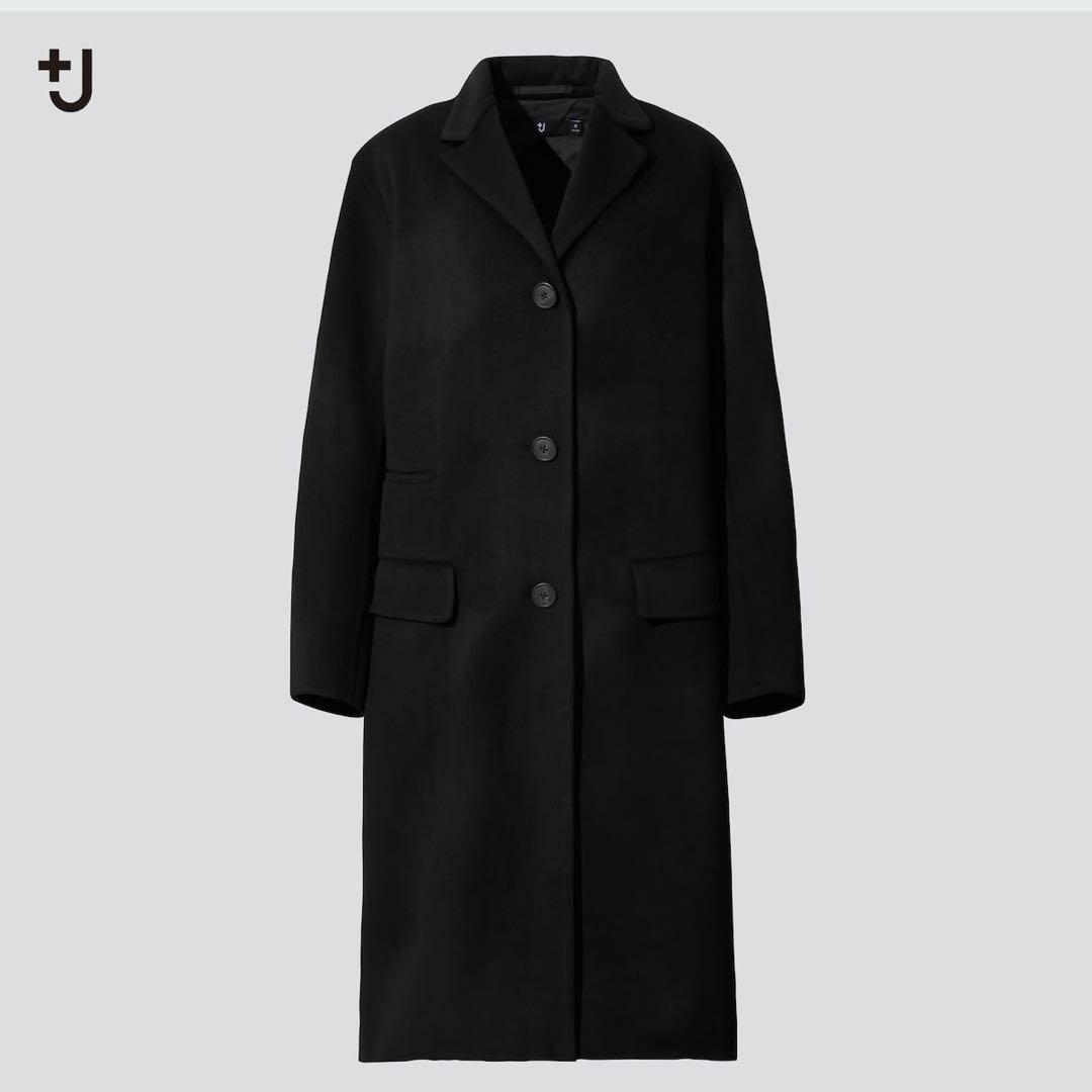 UNIQLO ジルサンダー +J ブラックカシミヤブレンドチェスターコート