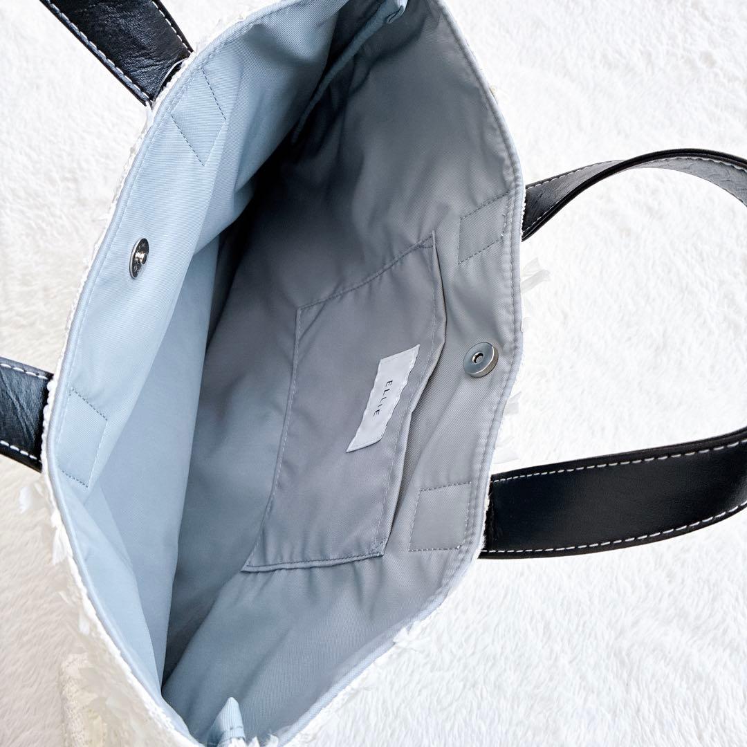 タグ付き新品 ELLIE ジャガードトートバッグ M オフホワイト A4 PC