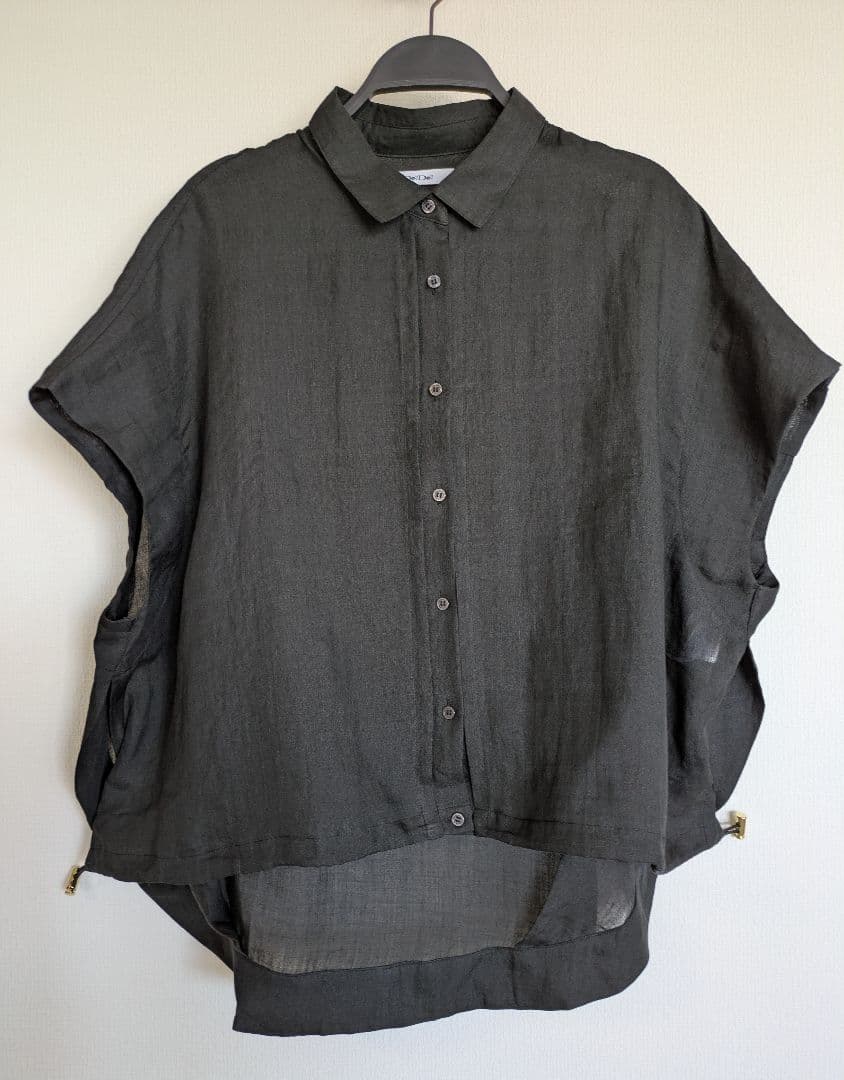 25年 今期 新品　doudou リネンドロストフレンチシャツ F フリー