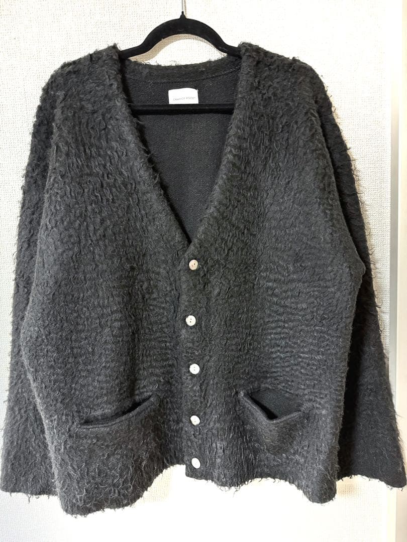 モヘアタッチスーパーシャギーカーディガン 黒camphor wood