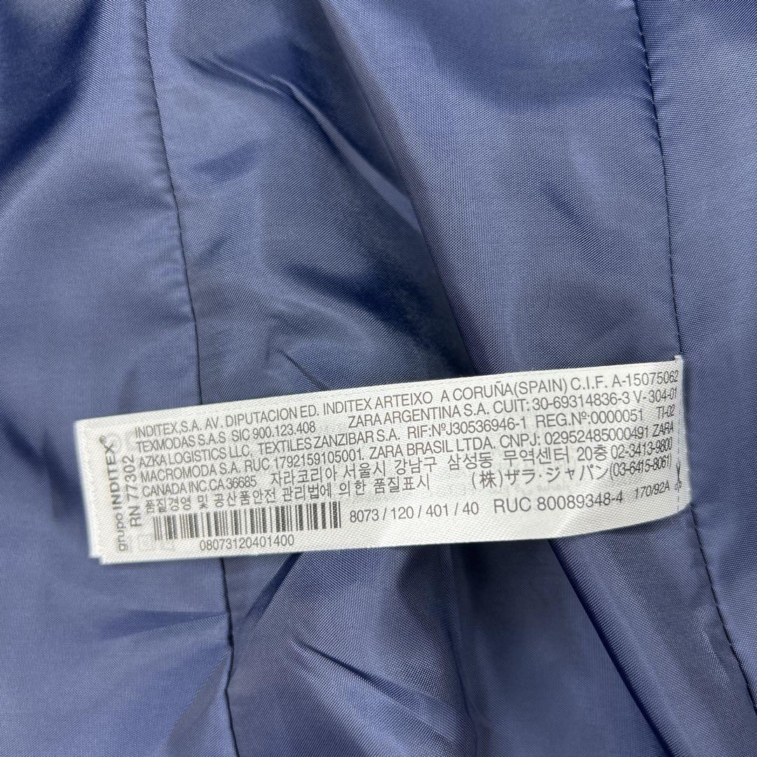 美品✨ZARA ザラ　ノーカラーパンツスーツ　ネイビー チェック 40 洗える