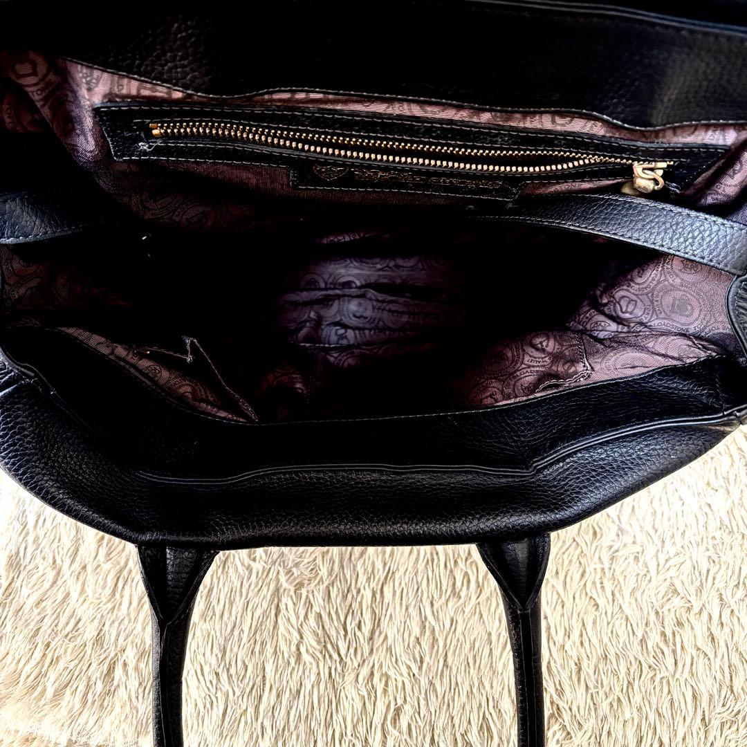 トフアンドロードストーン トートバッグ ルーフボタン レザー シボ革A4PC可黒