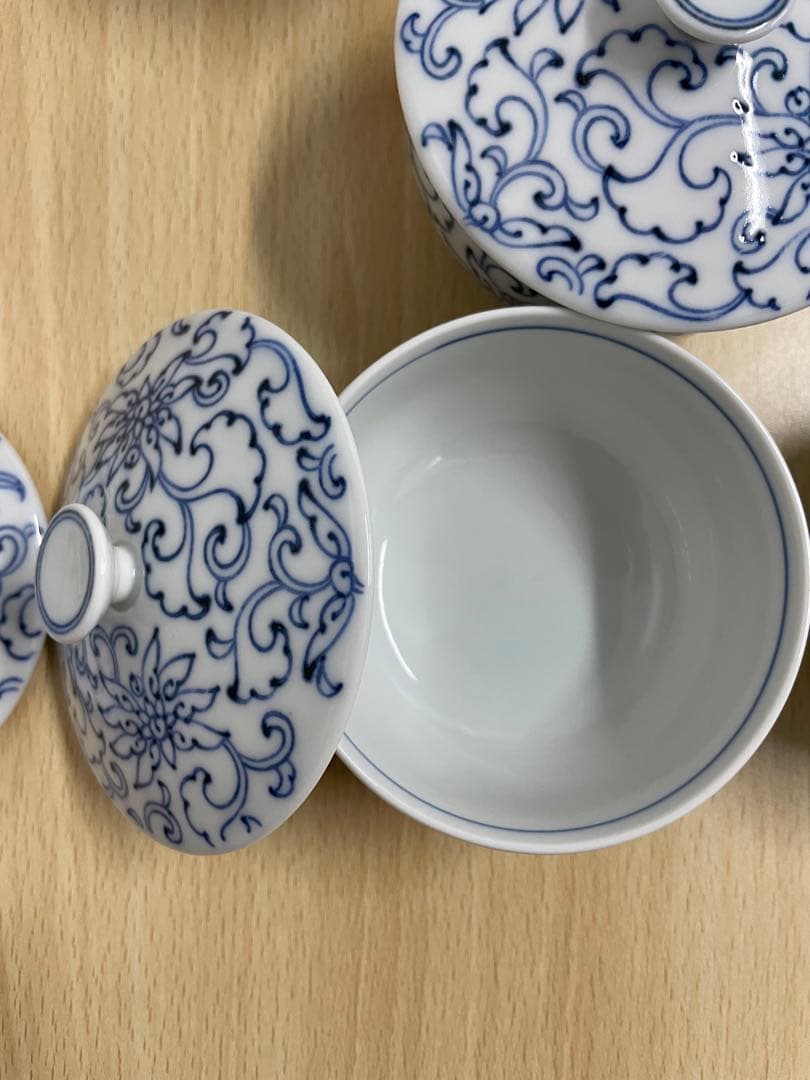 たち吉 京唐草 お茶呑茶碗 新品桐箱付き5客②