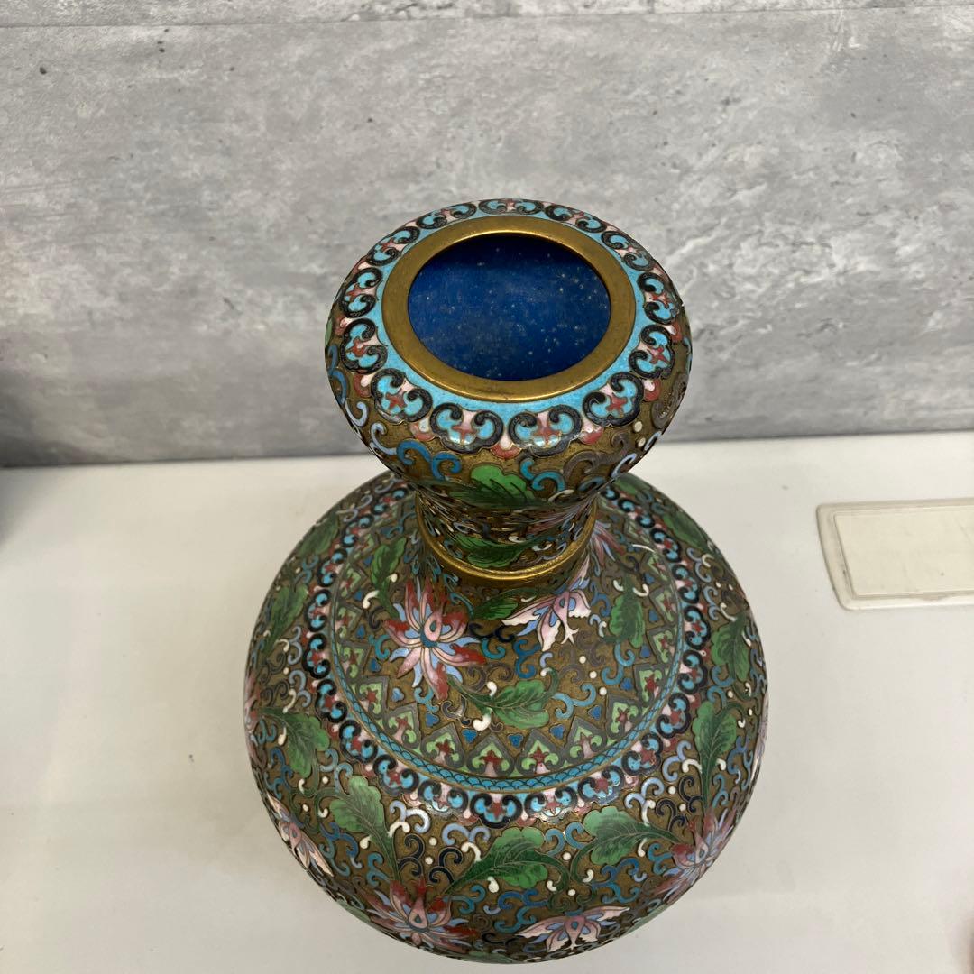 レトロ 中国美術 景泰藍 七宝焼き 花瓶 壺 骨董品 約30cm