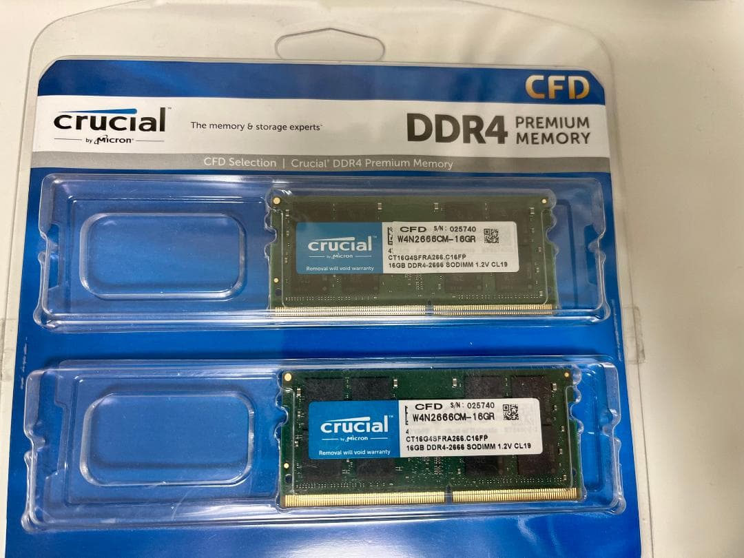 Crucial DDR4-2666 32GB(16GB×2)SODIMM メモリ