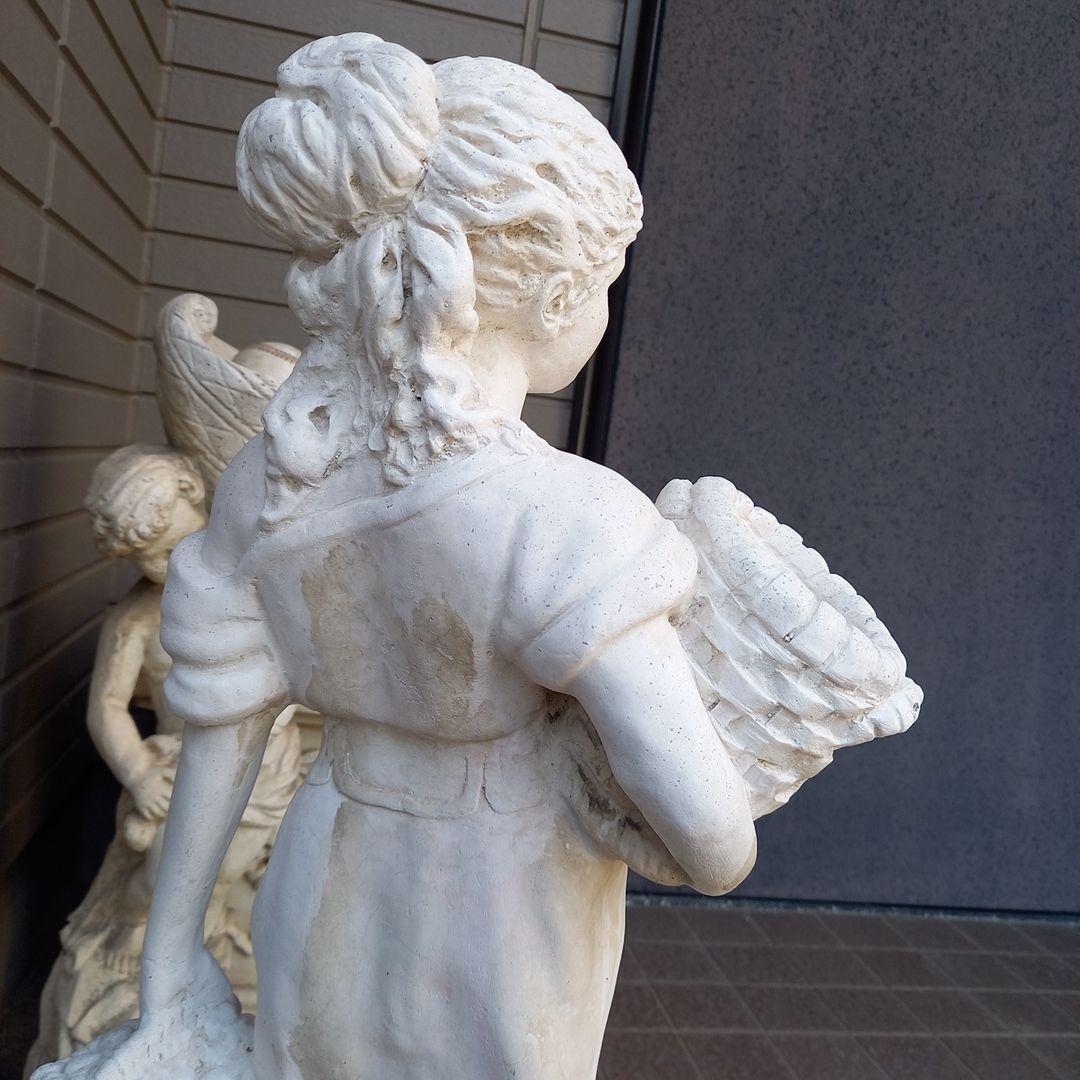 石膏製女性像 バスケット付き 　高さ　約70cm ￥9800送料込