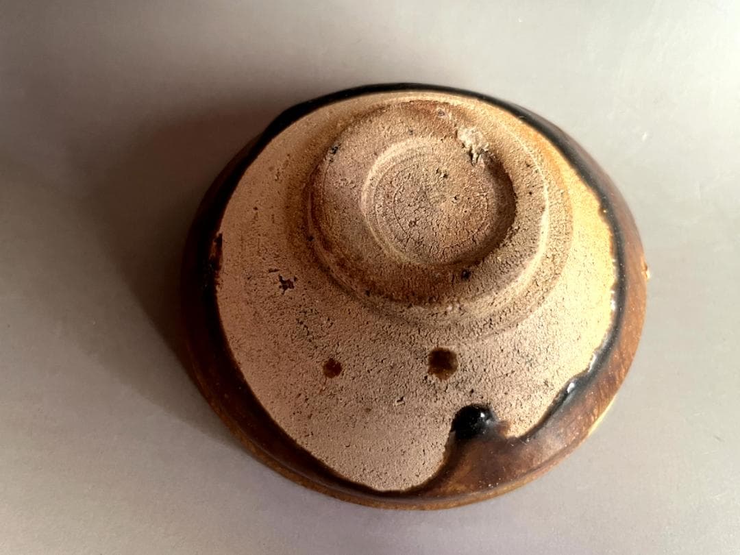 酒器■古瀬戸飴釉小碗 古鉢 酒杯 ぐい呑み 金継ぎ直し有 涙痕 時代物 骨董品■