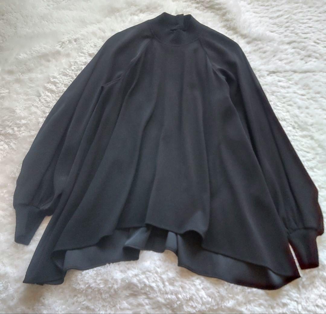 エンフォルド ダブルクロスハイネックブラウス 38 黒